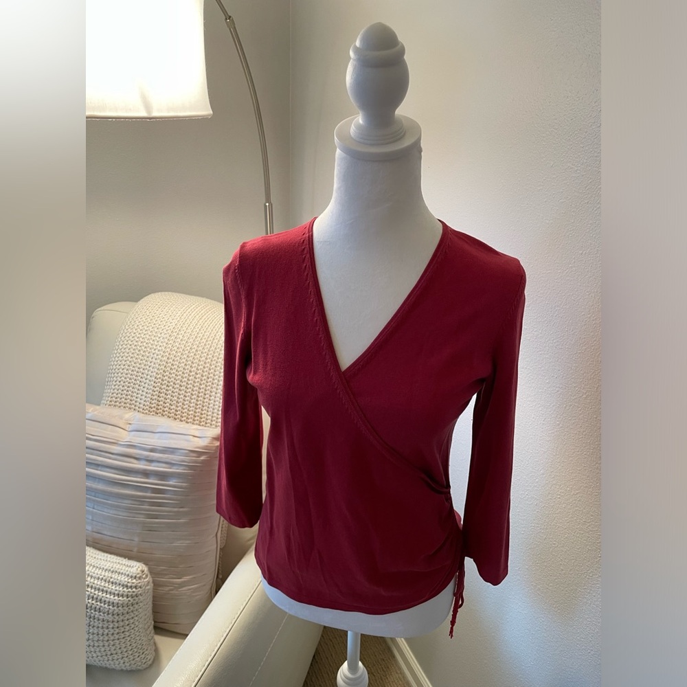 Ann Taylor Petites - Medium Long-Sleeve Women’s Wrap Sweater Top - Picture 3 of 7